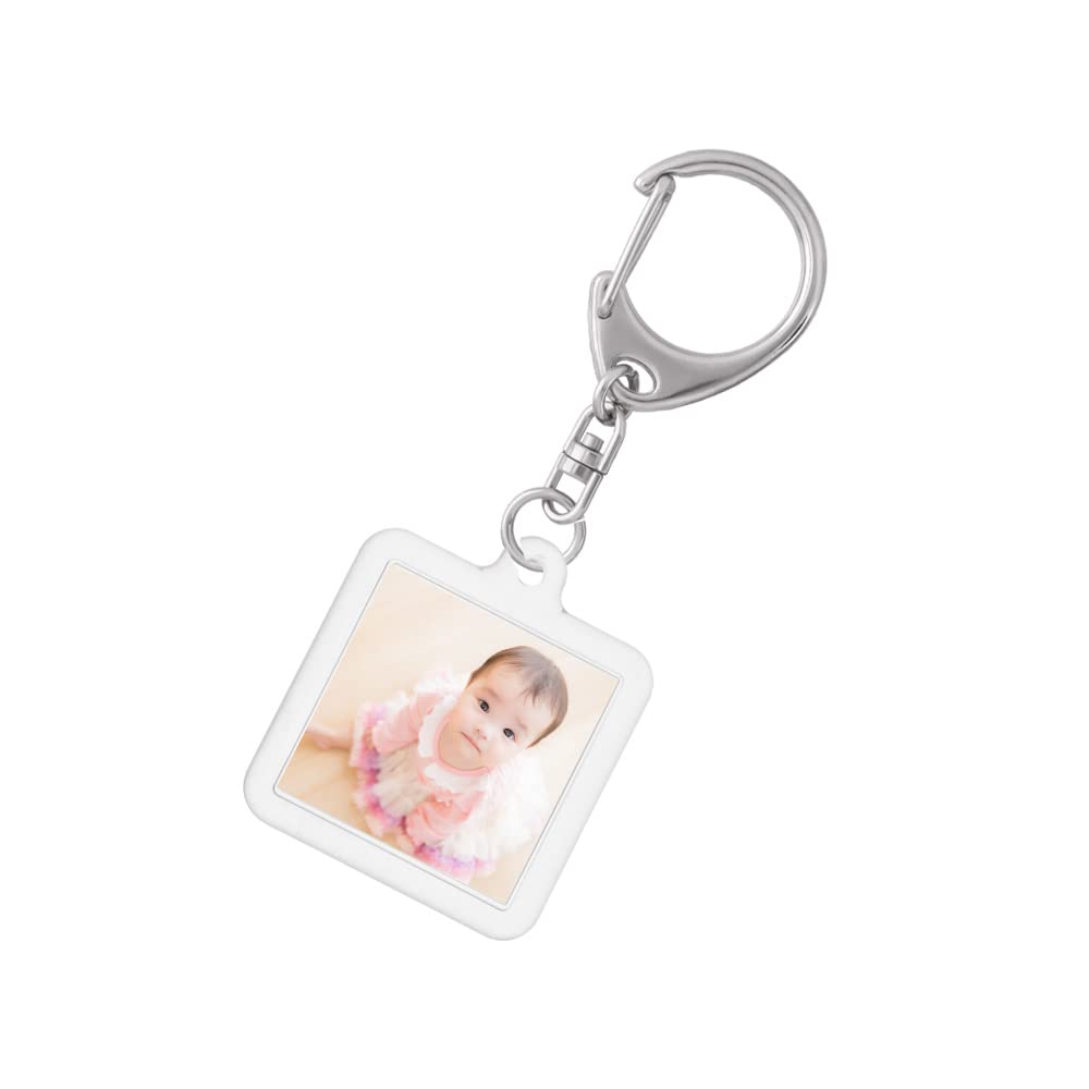 EBISU Design Square Photo-In Keychains (5-Pack), Handmade, Made in Japan, 33mm x 33mm, Clear, kk33
