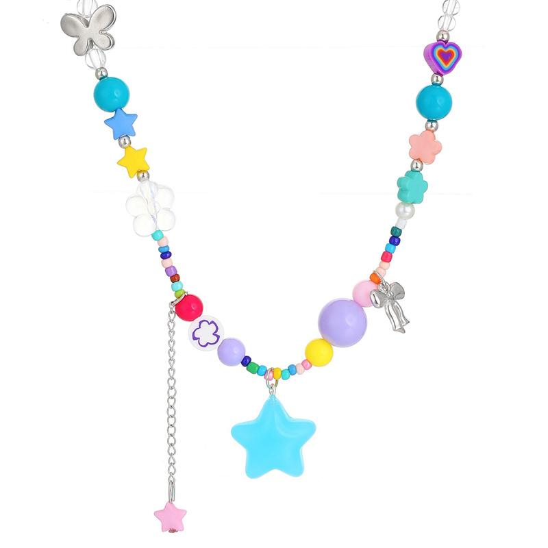 Candy Colorful Beaded Star Tassel Necklace