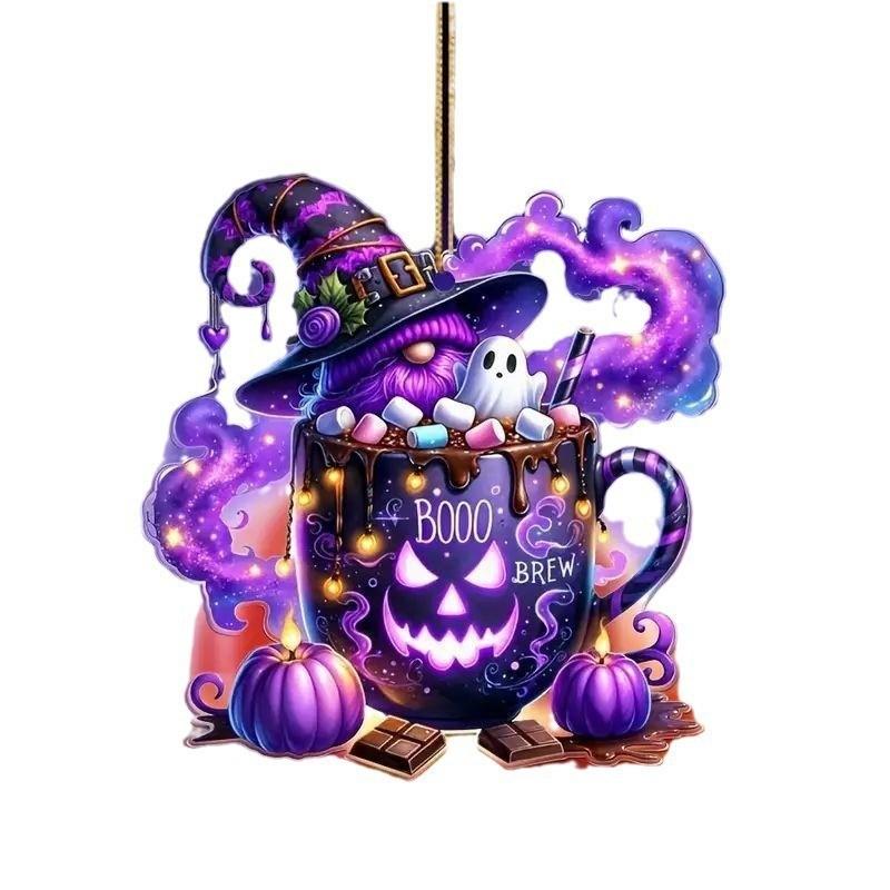 Candy Halloween Santa Claus Design Acrylic Flat Surface Pendant For Car Decor
