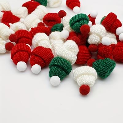 10 Stück Mini-Weihnachtsmützen-Pompons - Für Bastelarbeiten, Weihnachtsbaumschmuck und Feiertagsdekorationen, Festlicher Basteldekor