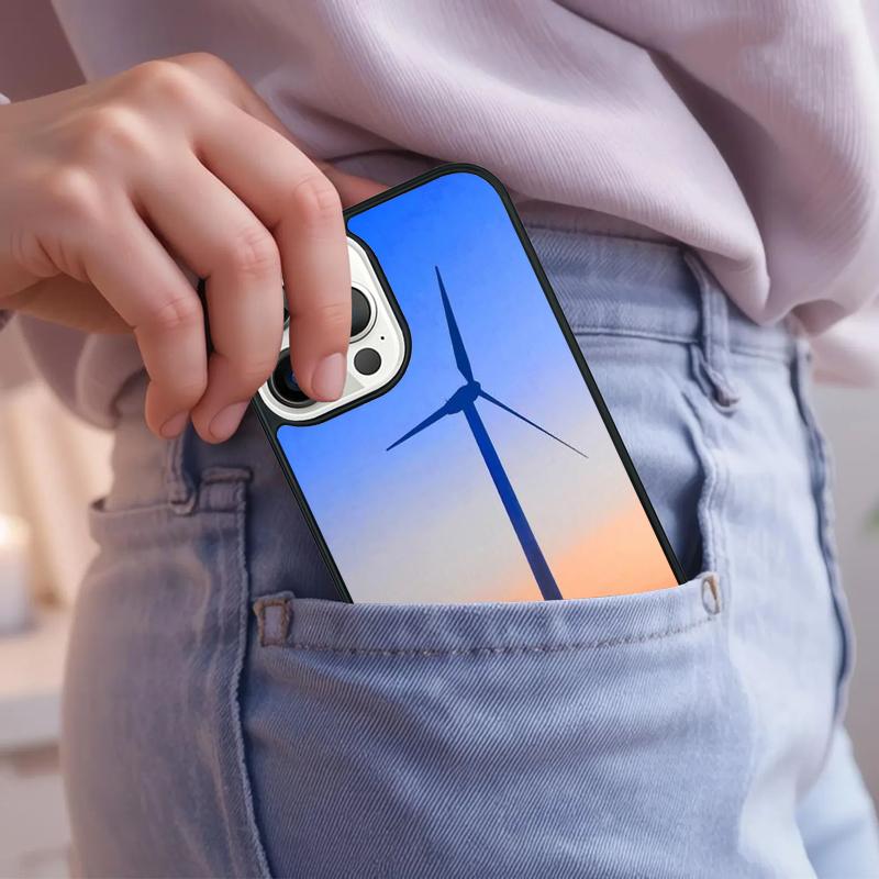 Windmill Over Sunset Enviromental Phone Case For iPhone 17 Air 15 16e 14 13 Pro Max Coque 12 11 Pro Max PLUS cover