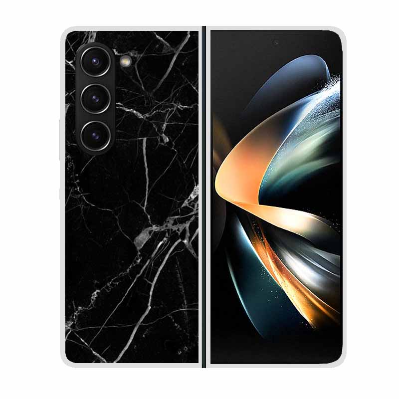 For Samsung Galaxy Z Fold 5 ZFold5 Cases Marble Transparent Shockproof Protection Hard Back Cover For Samsung Z Fold 5 5G Cases