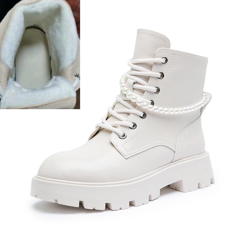 

Модные женские ботильоны AIYUQI Зимние Большого размера 41 42 Натуральная кожа Модные расшитые бисером женские короткие ботинки Мех Теплые женские ботильоны 42