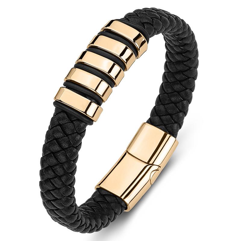 2026 Men s and Women s Titanium Steel Simple and Versatile Leather Bracelet Boutique Bracelet Jewelry 19.5CM