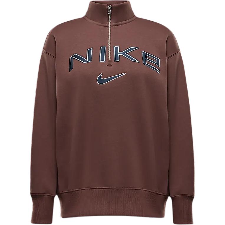 Nike Sportswear Phoenix Fleece Oversized Logo Letter Collar Comfortable Drop Shoulder Jacket Women Jackets Red Brown FV7680218