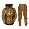 Ancient Egyptian Pharaoh 3D Print Hoodies Pants Sets Men's Sweatshirts Sweatpants Two Piece Suits Outdoor Tracksuit Man Clothing