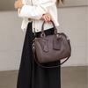 Retro First-Layer Cowhide Large-Capacity Boston Handbag Premium Shoulder Crossbody Pillow Bag Women'S Bag