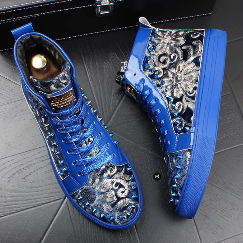 Fashion Men Fashion Casual Ankle Boots Spring Autumn Rivets Luxury Brand Sneakers Male High Top Punk Style Shoes Zapatos Hombre a8