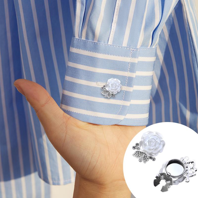 1PC Accessories Wedding Button Decoration Gift Jewelry Electroplating Rose Shape Rhinestone Cufflinks Exquisite 30/40x17mm