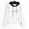 Women Fashion Long Sleeve Electrocardiogram Print Hoodie Pullover Top Sweatshirt