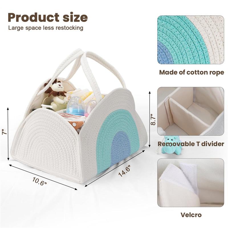 A25F-For Diapers For Baby Organizer, Baby Basket Wipes Storage, Newborn Baby Essentials Gift For Boy Or Girl Baby Shower