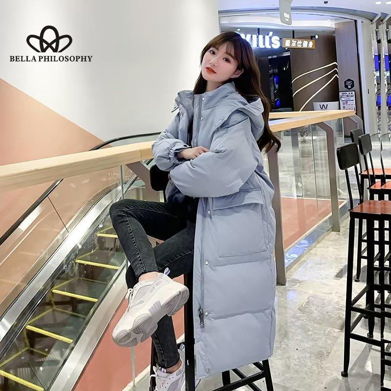 

Черное пальто с хлопковой подкладкой, женское зимнее свободное пальто средней длины, модное повседневное пальто-парка 2XL синий