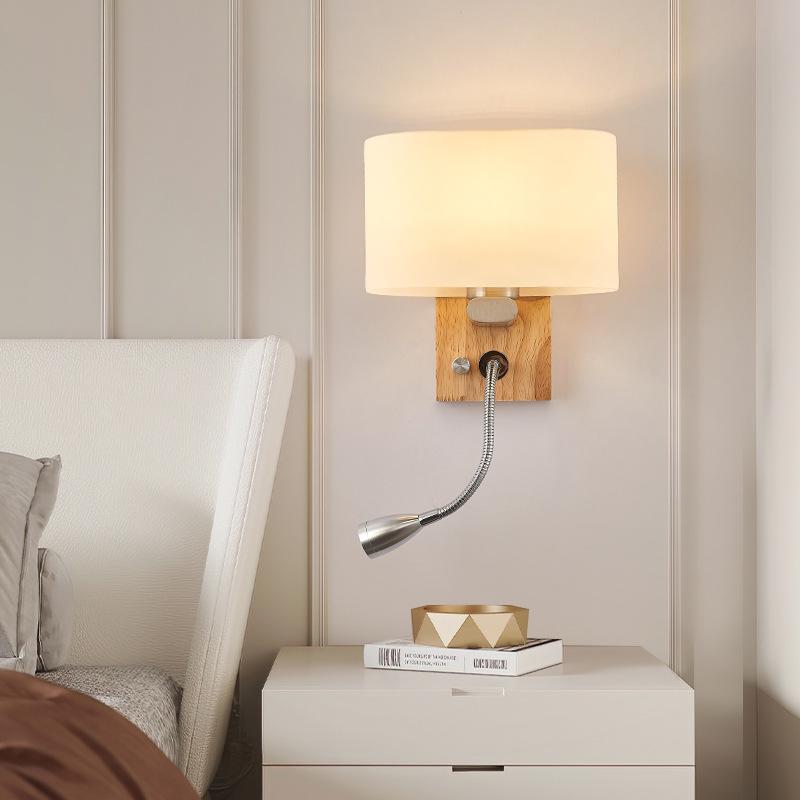 European LED Wall Lamp: Wooden Craft Bedside Light for Hotel or Bedroom