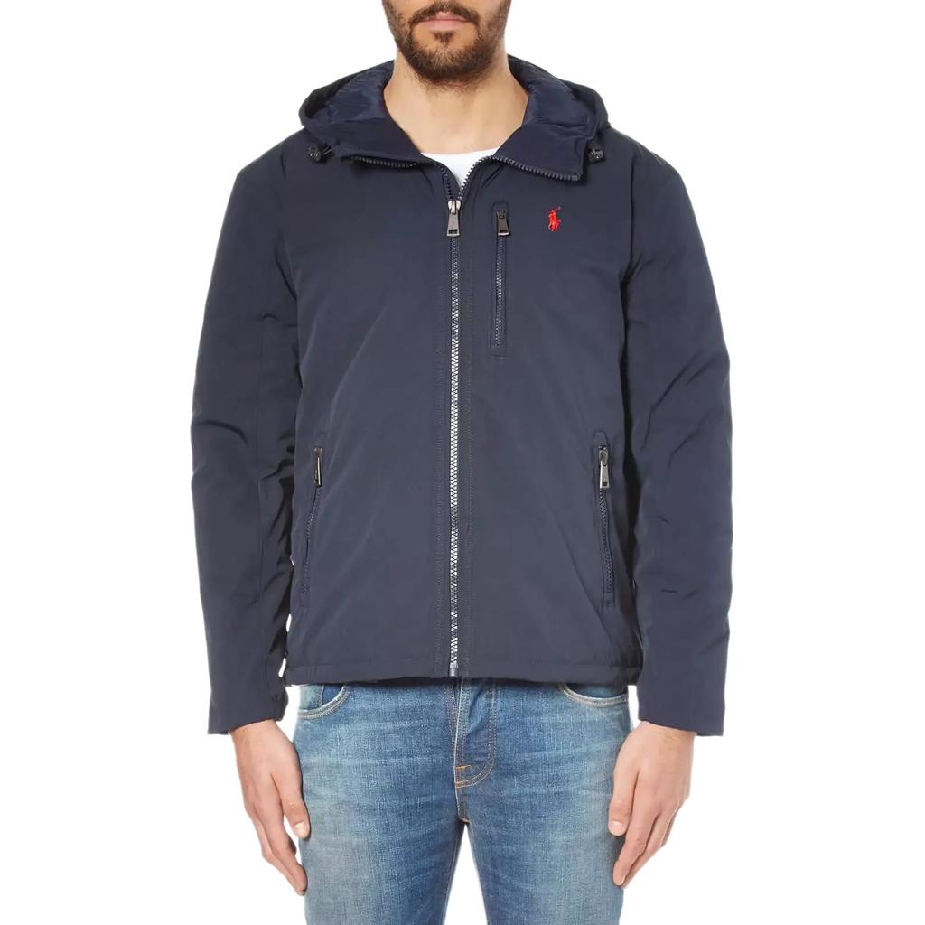 Polo Ralph Lauren FW24 Pony Logo Embroidered Zip-Up Hooded Long Sleeve Down Jacket Men outerwear Navy-Blue MNPOOTW16021476-410