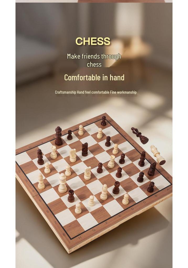 Wooden Magnetic Chess Set: Portable Folding Board Game for Kids & Adults, Perfect for Parent-Child Interaction