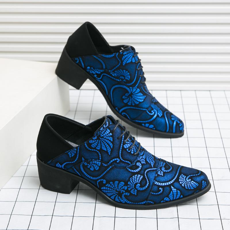 Herresko stor størrelse nye fritidssko i skinn mote høye hæler skinnsko herre ytre høydeøkning business dressko bryllupssko