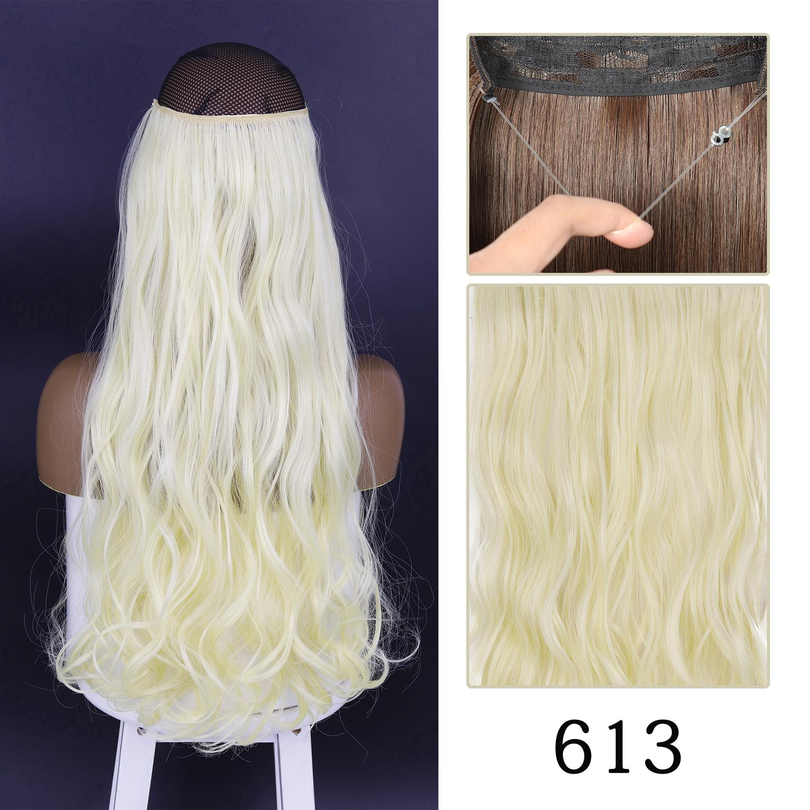 

MERISIHAIR длинные волнистые наращивание волос без зажимов натуральный черный коричневый невидимый регулируемый парик из синтетического волокна для женщин 55CM