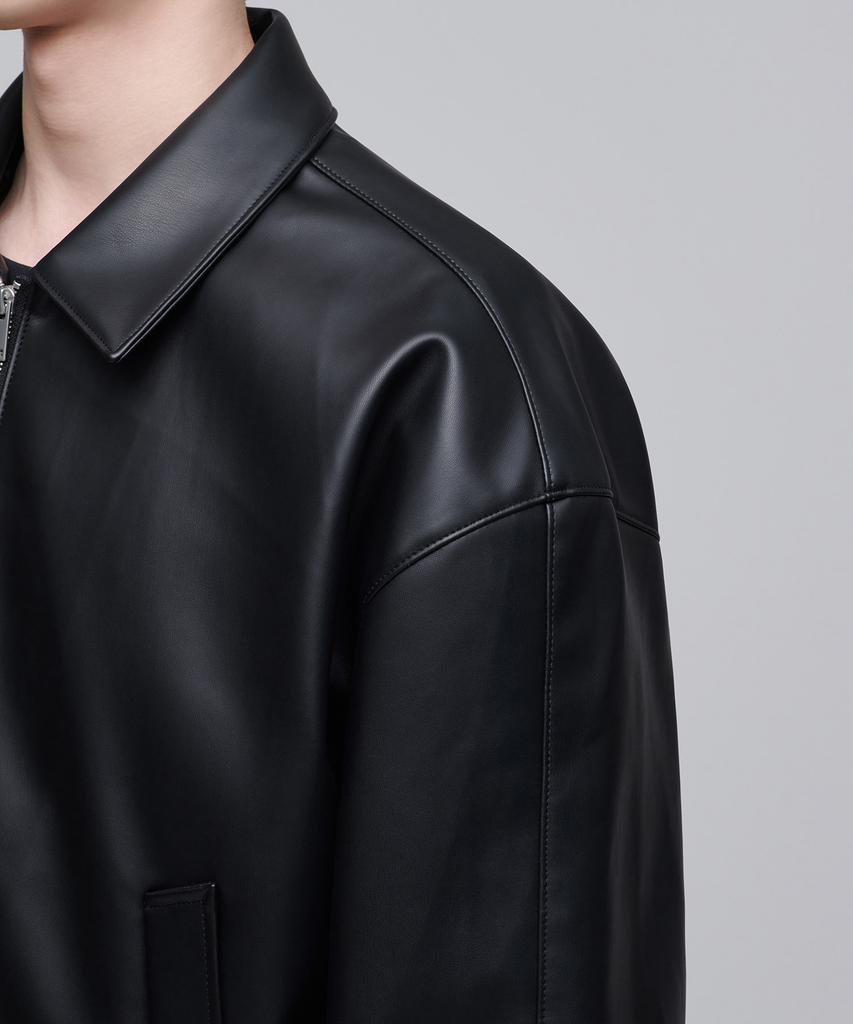 Musinsa Standard Synthetic Leather Extra Oversized Single Jacket [Black]