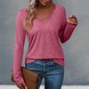 Women's V-neck Solid Color Casual Loose Long Sleeve T-shirt Top