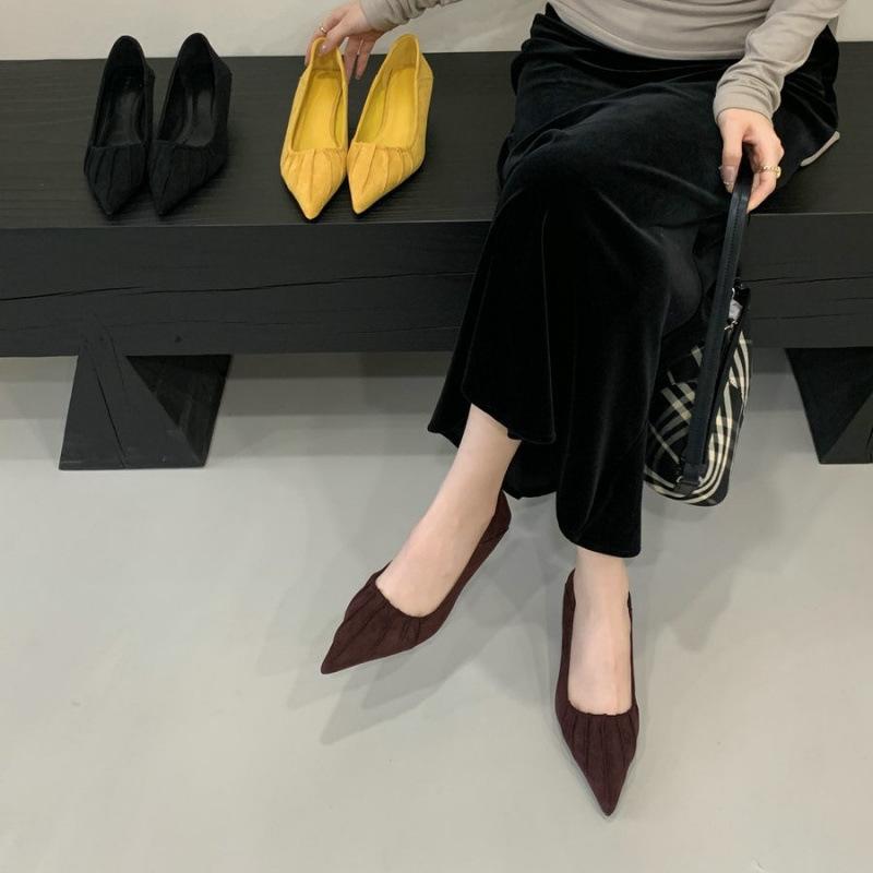 Single Shoes Women's 2025 New Spring and Autumn Versatile Commute 5cm Shallow Mouth Small Heels French Pointed Stiletto, High Heels