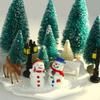 Decorated Mini Christmas Tree Cedar Pine On Sisal Silk Blue-green Mini Pearl Pentagram Christmas Tree Figurines & Miniatures