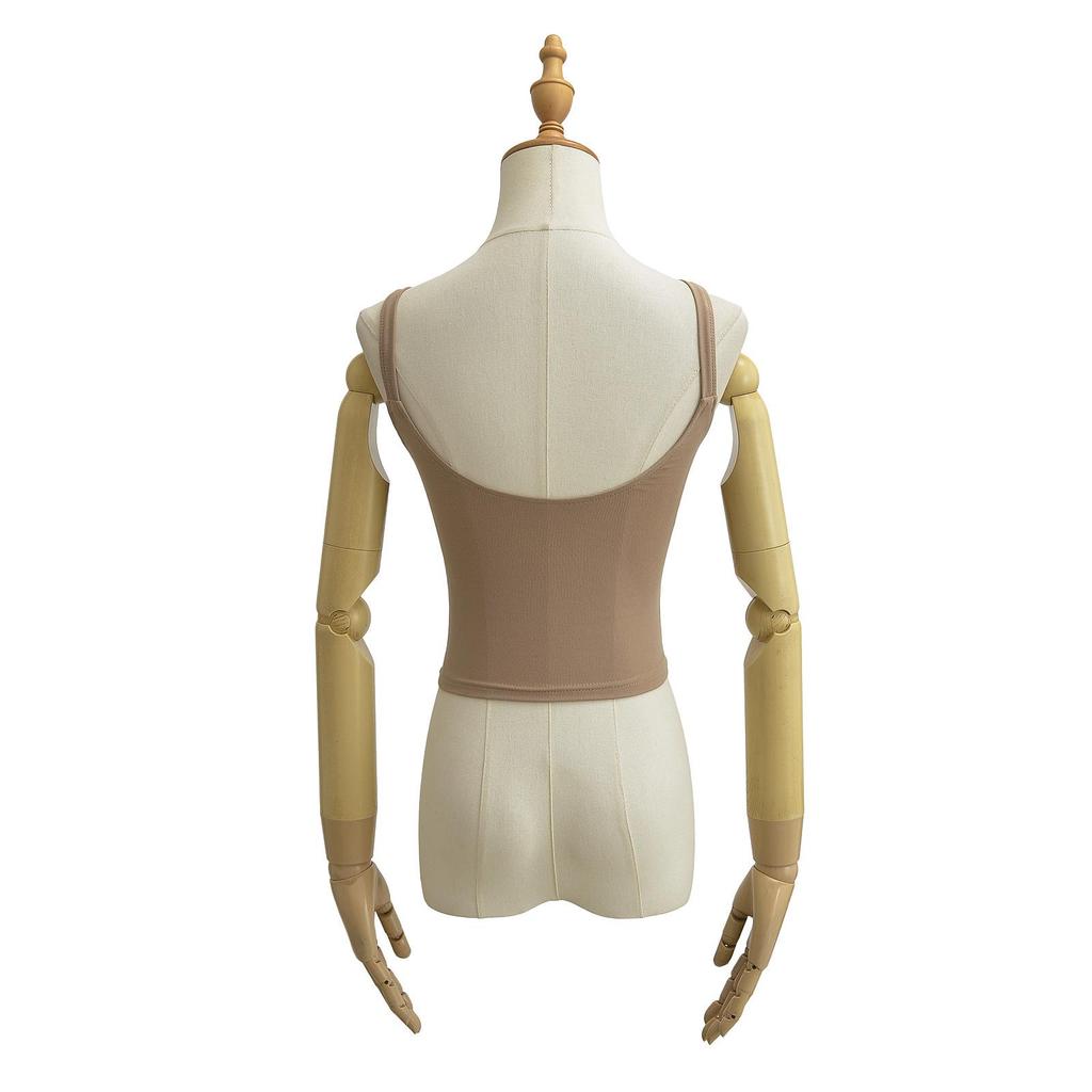 Women's U-Neck Padded Tank Top - Tight-Fit Summer Camisole, Backless, High-Waisted Style