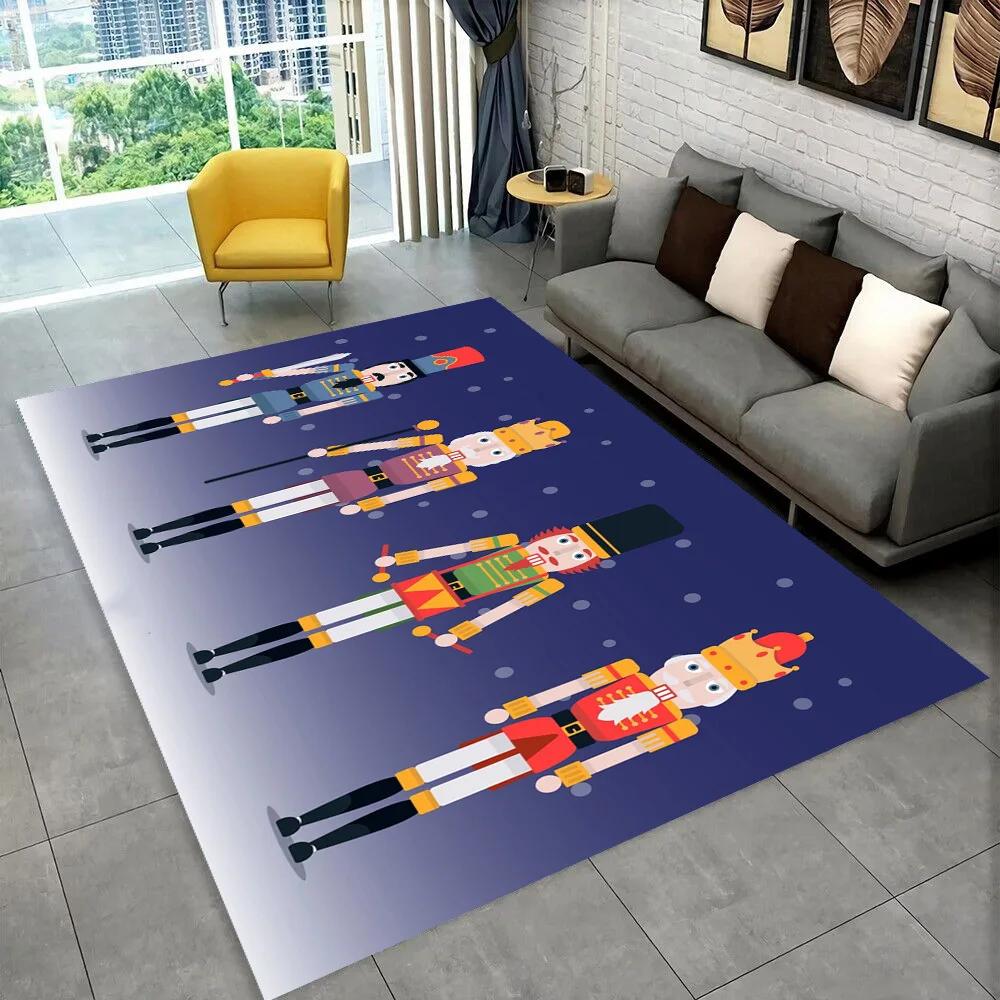 Nussknacker-Weihnachtsbaum-Teppich, Teppich für Zuhause, Wohnzimmer, Schlafzimmer, Sofa, Fußmatte, Dekor, Kinderspiel, rutschfeste Bodenmatte, Geschenk
