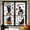 Seasonal Window Adsorption 4 Sheets Halloween Black Cat Clings, Spooky Pumpkin Reusable Static Cling Decal Sticker, Double Sided Decals for Glass Door