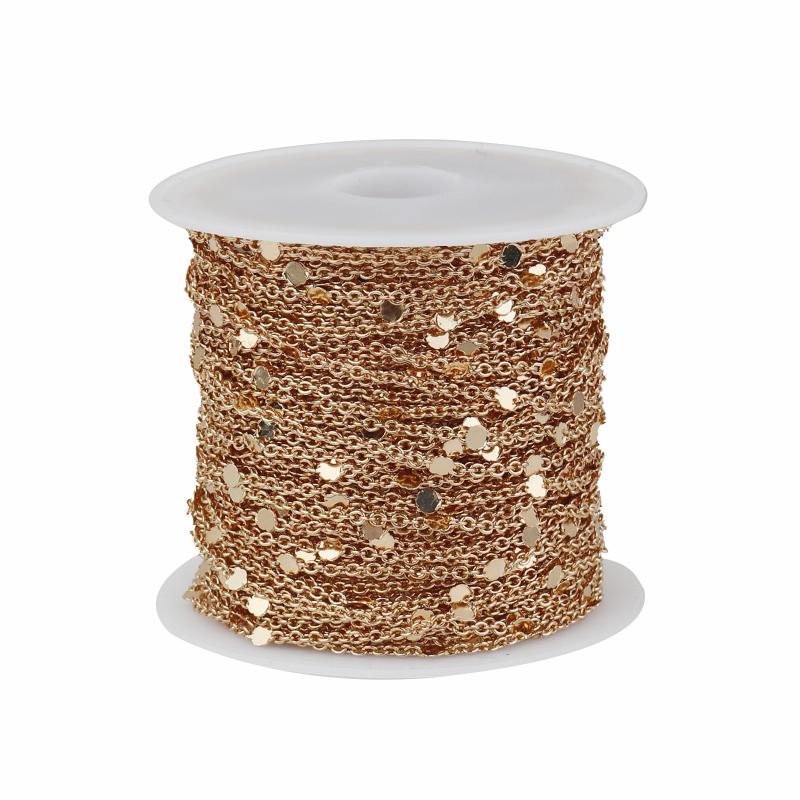 10Yards Sequins Chain Gold Silver Color Metal Copper Cross Chains For DIY Jewelry Making Necklace Bracelet Components Findings