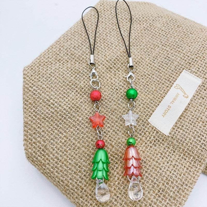 Christmas Tree Star Keychain Detachable Phone Lanyard for Fashion Individuals