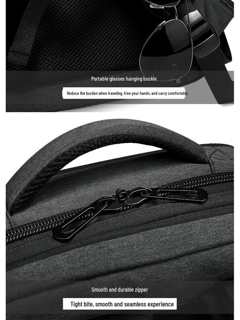 Men's Expandable Waterproof Business Travel Backpack, Large Capacity, Oxford Cloth, for Laptops.