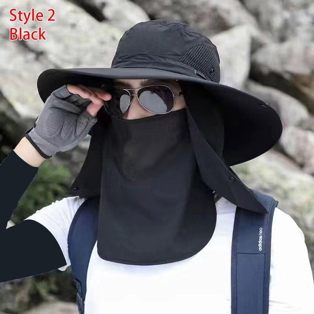 1Pcs Full Face Cover Fishing Hat Sun Cap Summer Hat Outdoor Anti UV Hiking Hat Women Men