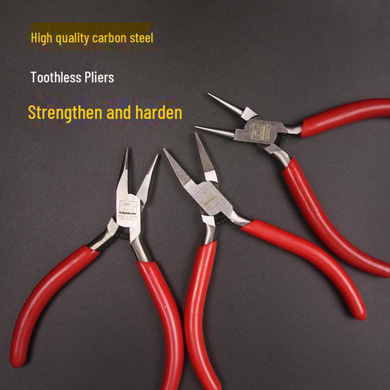 Toothless Spring Pliers for Jewelry Making - Red Handle, 130mm, Suitable for Gold, Silver, and Copper Wire Winding.