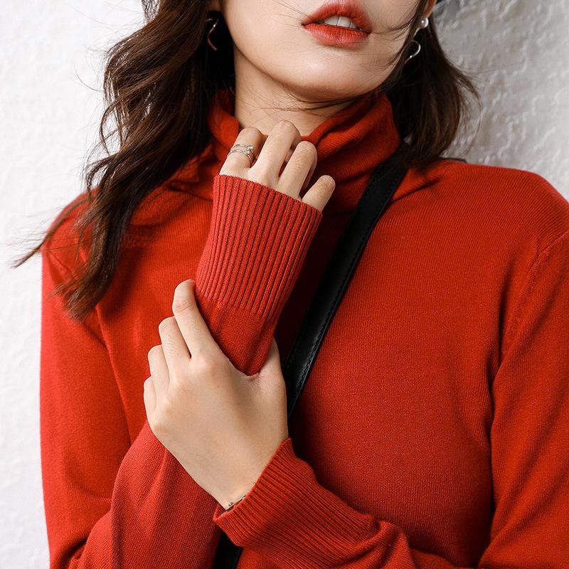 Wool Blend Women's High Neck Turtleneck Knit - 2025 Autumn/Winter Korean Style Slim Fit