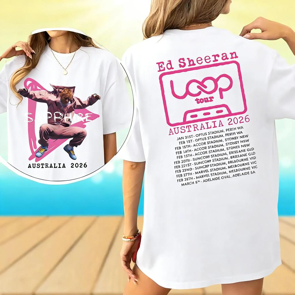 Ed Sheeran Australia 2026 Tour T-shirt, Gift for Fans Merchandise - Comfortable and Retro T-shirt for The Band Y2k Hip Hop Streetwear Oversized Tshirt
