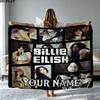 1PC Billie Eilish Custom Name Patterned Flannel Blanket Suitable For All Seasons for Home Decor Warmth and Comfort Gifts Holiday Present