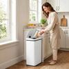 50L Sensor Bin with Soft-Close Lid, Stainless Steel Automatic Touchless Motion Sensor Kitchen Bin, White