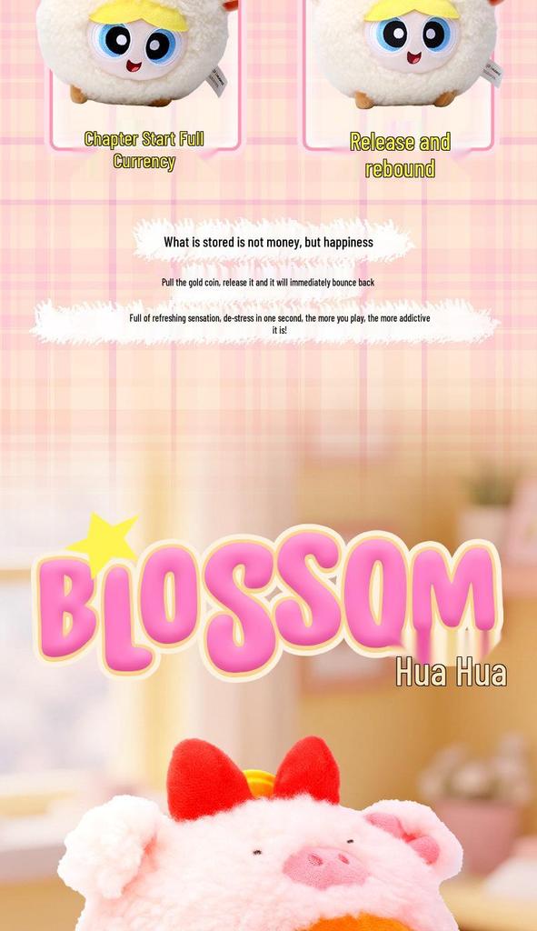 Powerpuff Girls Bubbles Plush Decompression Money Box - Cute Cartoon Doll Birthday Gift