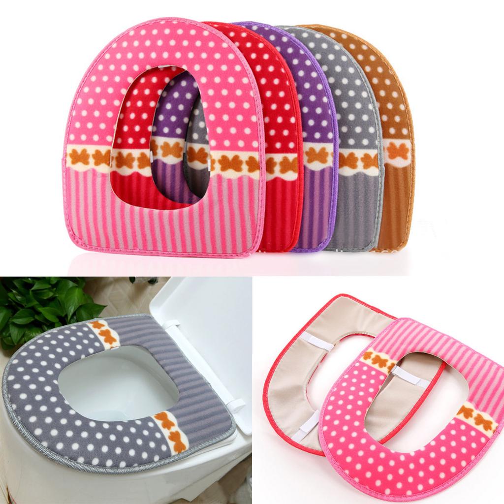 Bathroom Dot Pattern Toilet Seat Cover Closestool Washable Warmer Mat Cushion