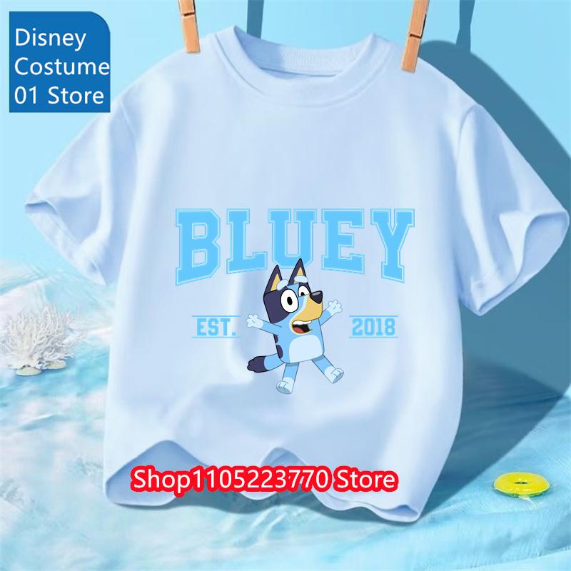 Koszulka Dziecięca z Motywem Bluey Chłopcy Dziewczynki Jesień Zima Kreskówkowy Graficzny Krótki Rękaw Codzienne Ubranie Góra