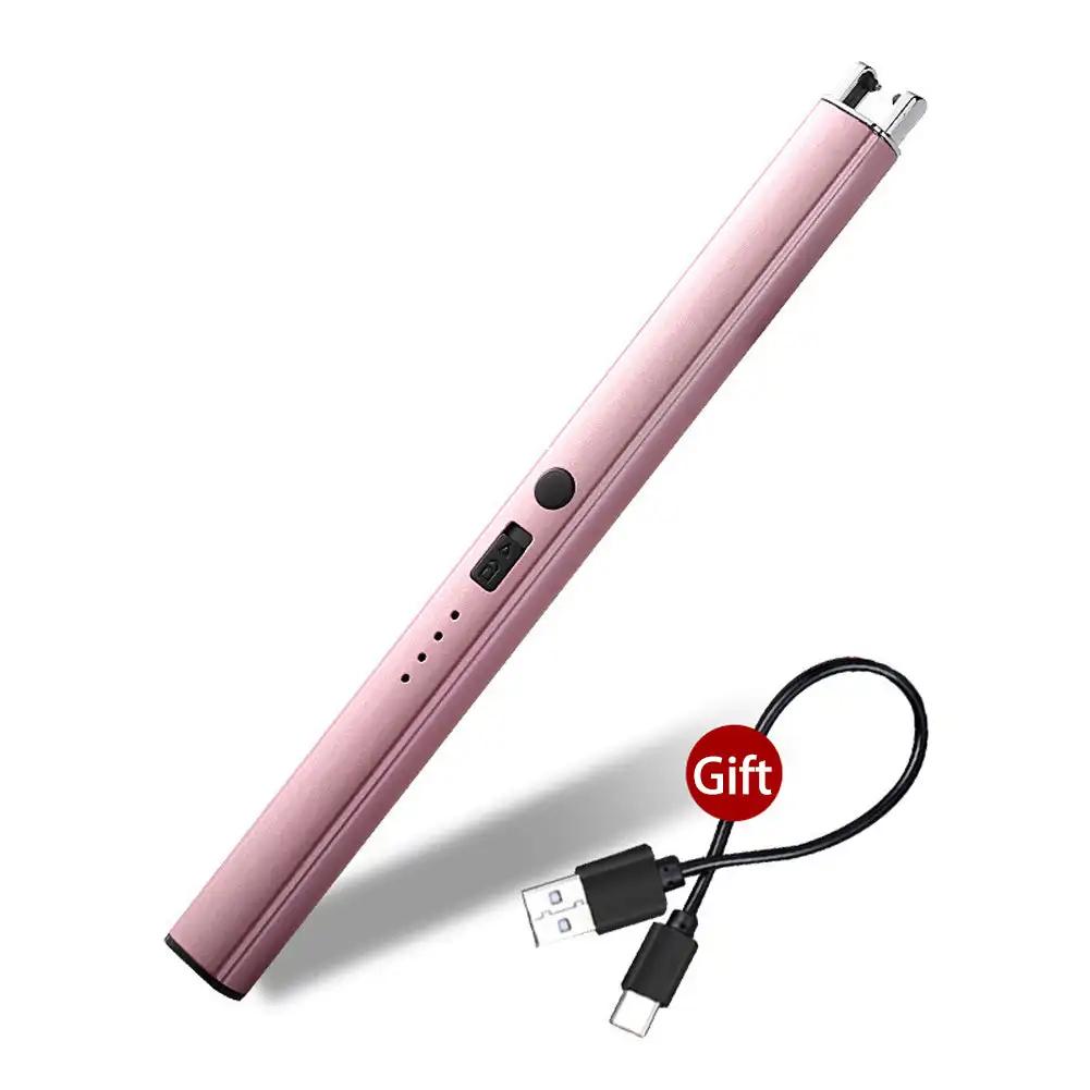 Electric Arc Ignition Windproof Pulse Flameless Plasma Ignition Candle Lighters USB Rechargeable Lighter Kitchen Outdoor BBQ розового золота