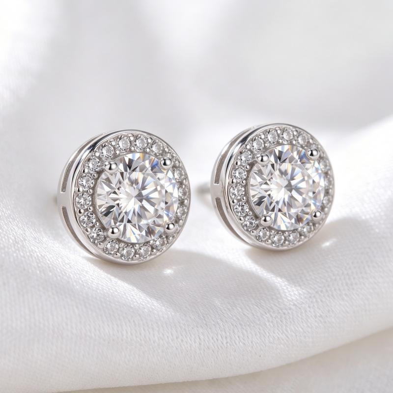 European and American Hot-selling Earrings, Classic Versatile Round Colored Zircon Stud Earrings, Women's Fashion Accessories