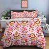 3D Anime Cuete Duvet Cover and Pillowcase, E-Emily Erdbeer Friends Bedding Set, Cute Bedroom Decoration 135x200, Gift for Girls