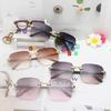 New Vintage Square Sunglasses Woman Classic Retro Gradient Mirror Frameless Sun Glasses