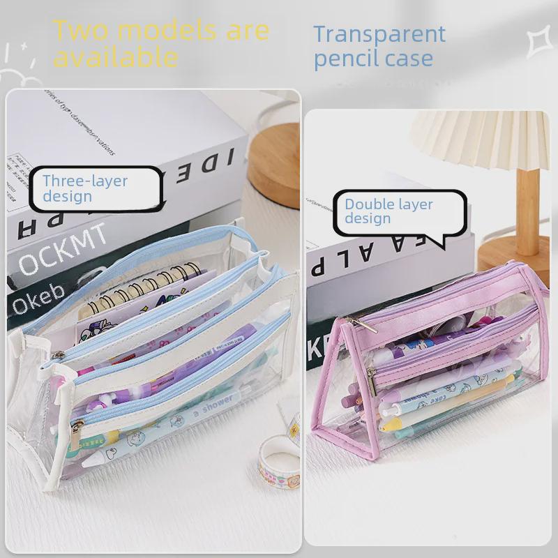 Penar transparent cu 3 straturi, de mare capacitate: Design coreean elegant, inspirat din papetărie pentru fete