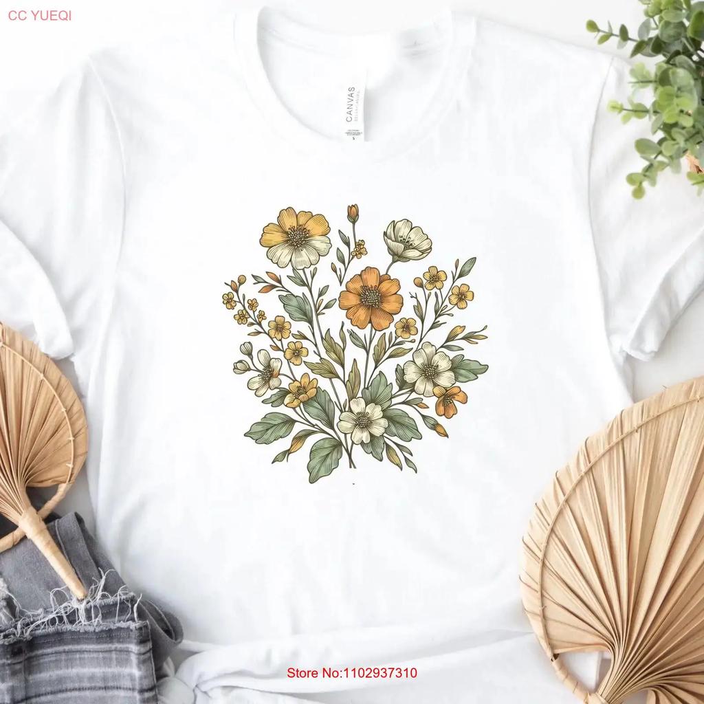 Vintage Floral T Shirt Minimal Retro Flower Vintage Fashion Stylish Streetwear Versatile Comfortable Casual
