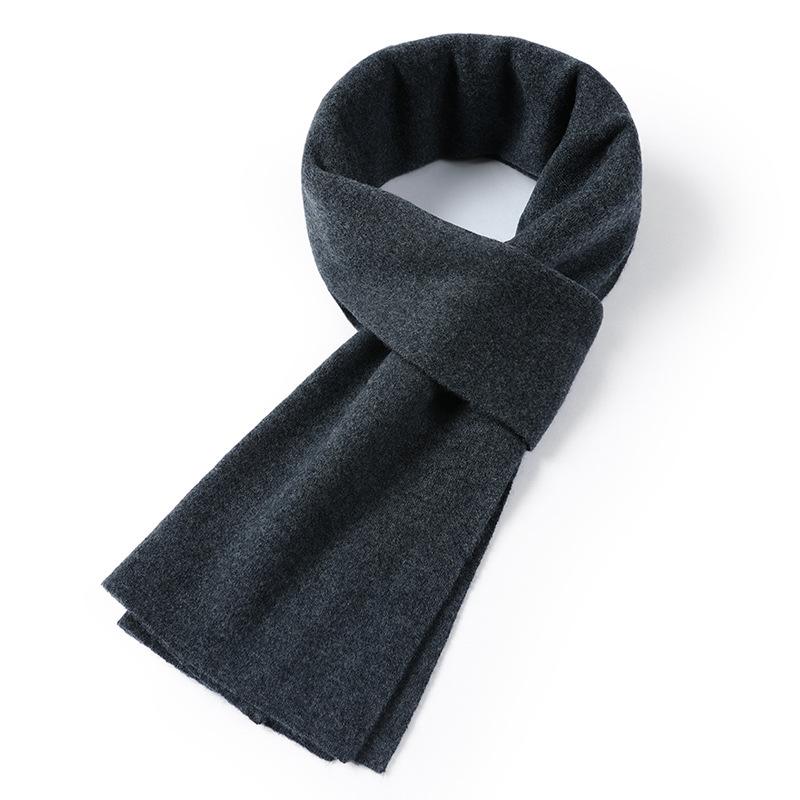 2025 winter new pure wool scarf solid color men's and women's universal fashion warm scarf