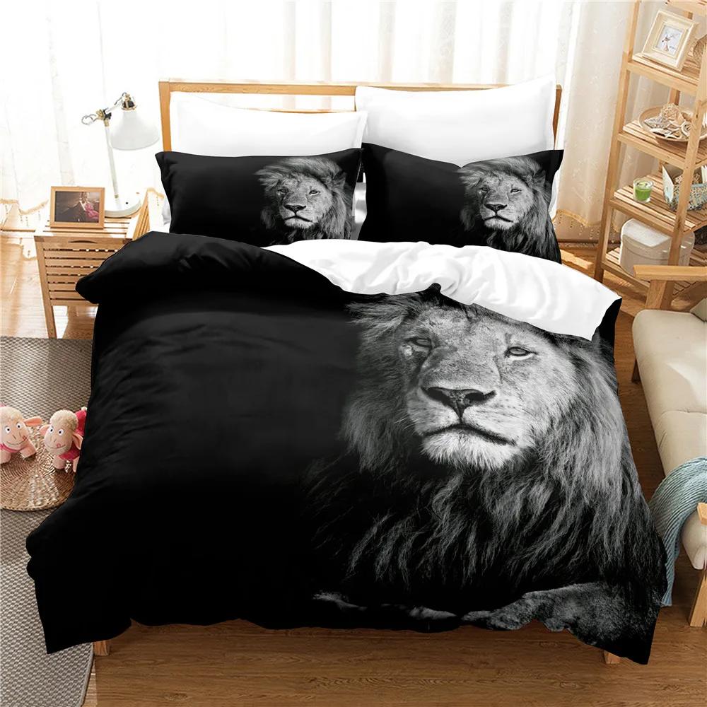 Hot Bedding Set Adults Winter Duvet Cover Sets Kids,twin Full Queen King Bedroom Set 3D Wolf, Tiger, Lion Housse De Couette
