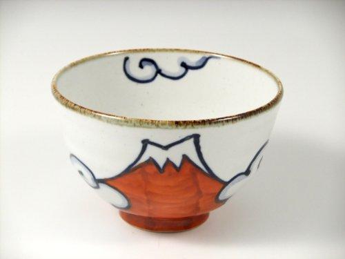 Arita Hasami Ware Shoho Kiln Blue Fuji and Red Fuji Pair of Tea Bowls (Couple Tea Bowls) 20850