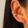 2Pcs Y2K Metal Hexagonal Beaded Ear Clip Without Ear Hole for Women Luxury Shiny Ear Copper Inlaid Zircon Ear Cuff Punk Zircon